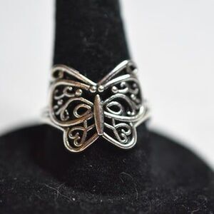 Filigree Butterfly Silver Tone Metal Alloy Size 8 Fairy Cottagecore Casual Ring